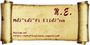 Mátéfi Eliána névjegykártya